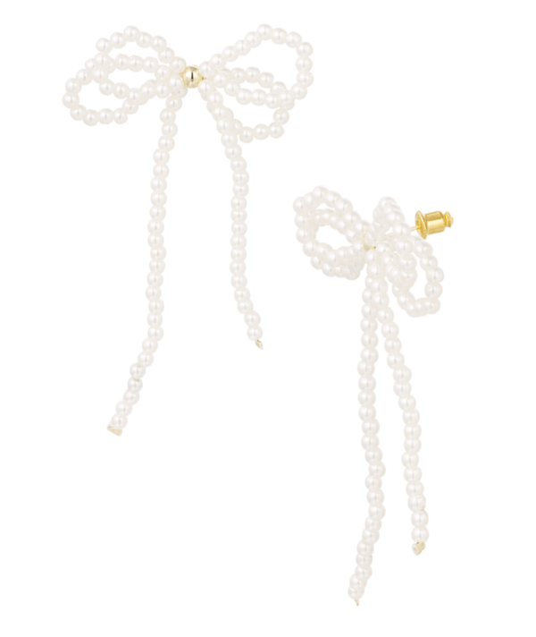 Dubbele strik oorbellen parel