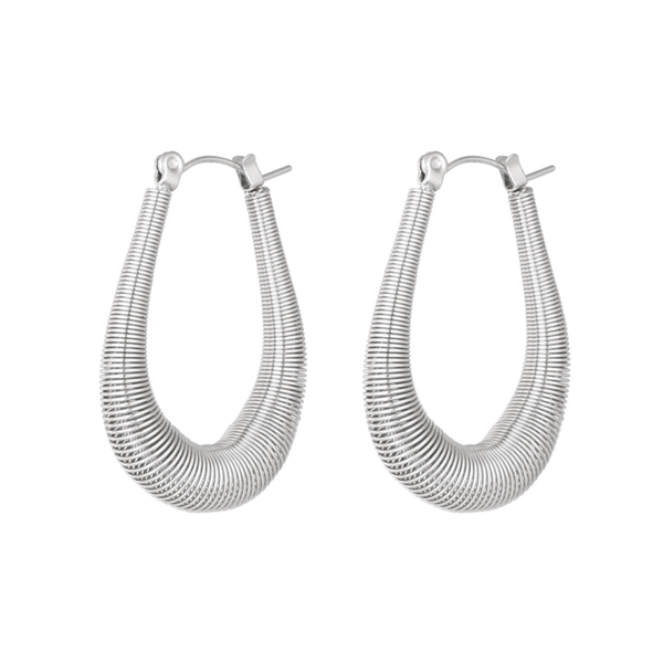 Gestructureerde hang oorbellen - zilver