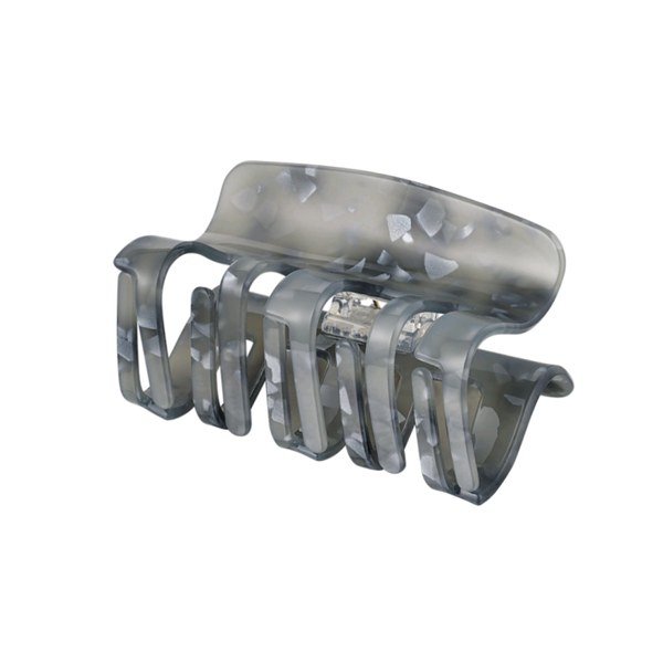 Haarklem met print - grijs