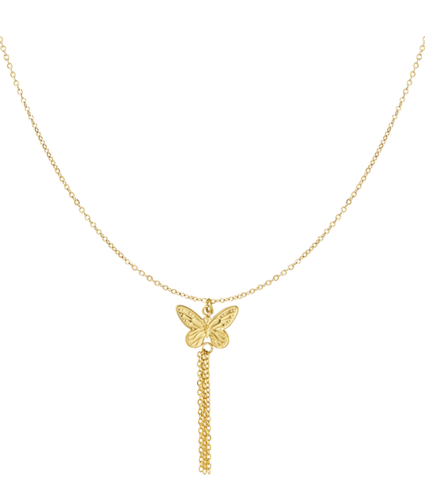 Ketting vlinder met kettingkjes - goud