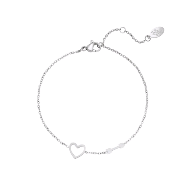 Armband met hart en pijl - zilver