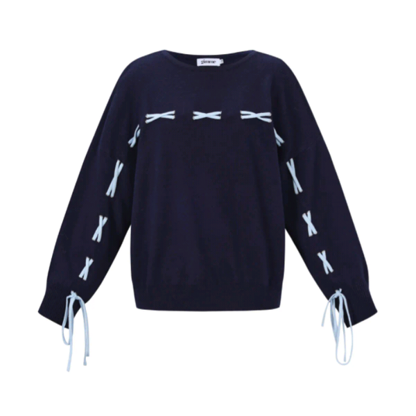 Dames trui gevlochten touw - blauw L/XL
