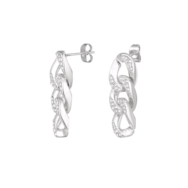 Oorbellen schakel zirkoon - zilver