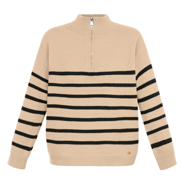 Gebreide halfrits trui beige