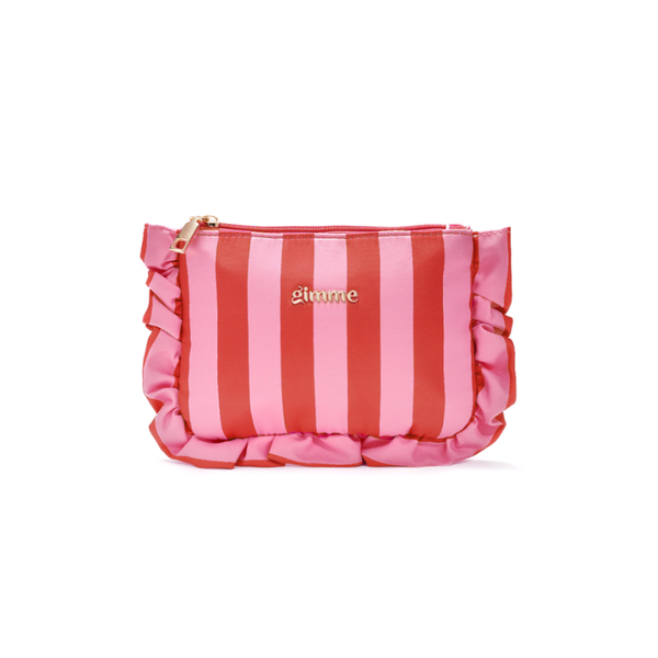 Make-up tasje met strepen lichtroze/rood