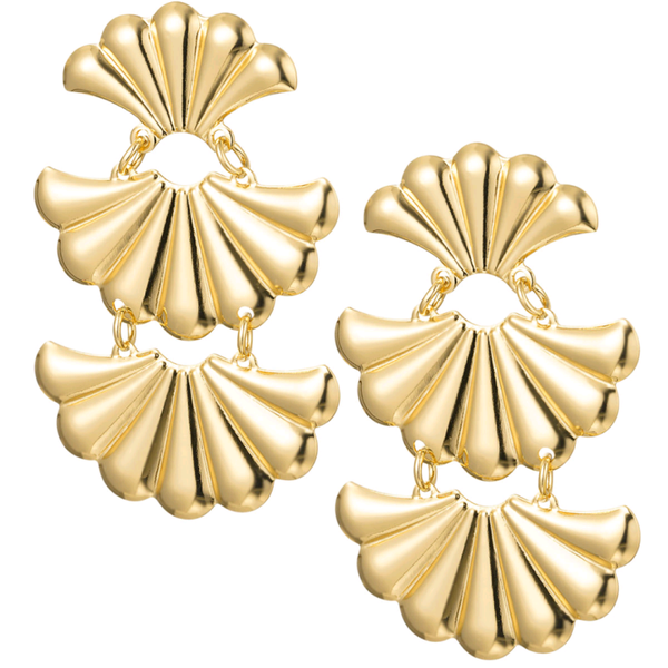 Oorbellen statement 3 schelpen - goud