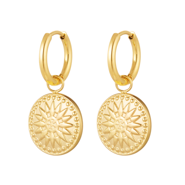 Oorbellen ronde coin - goud