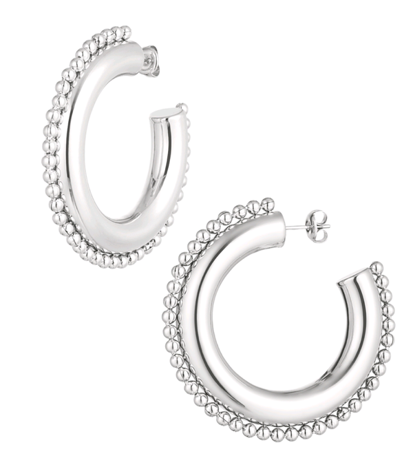 Oorbellen rond met dots - zilver