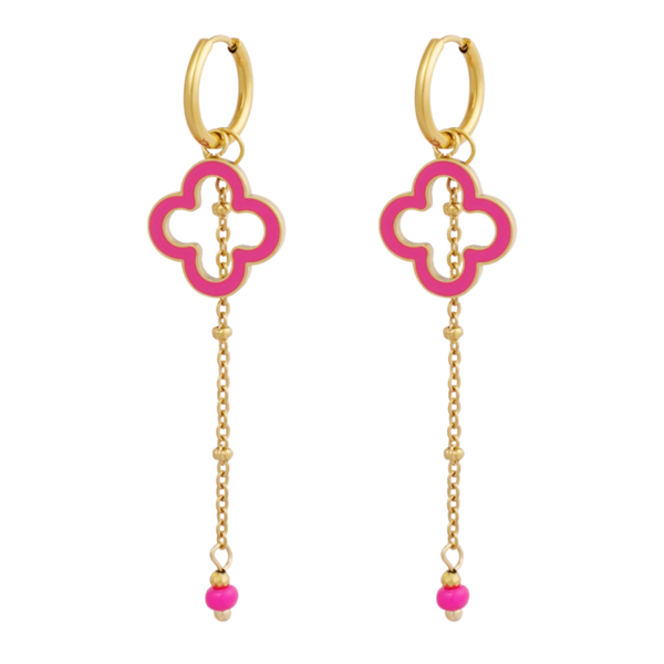 Oorbellen midnight clover - roze