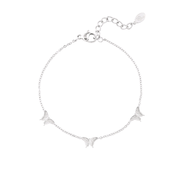 Armband 3 vlinders - zilver