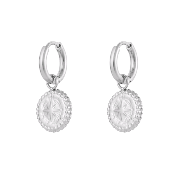 Oorbellen ster coin - zilver