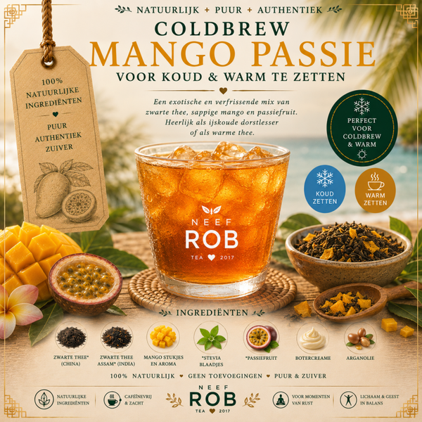 Fusion Coldbrew mango en passie thee om koud of warm te zetten