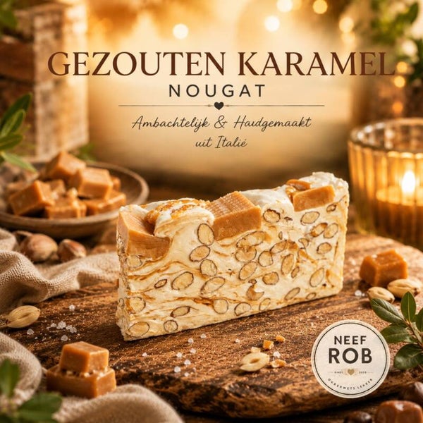 Nougat karamel handgemaakt in Italie per dikke plak van 180 gram