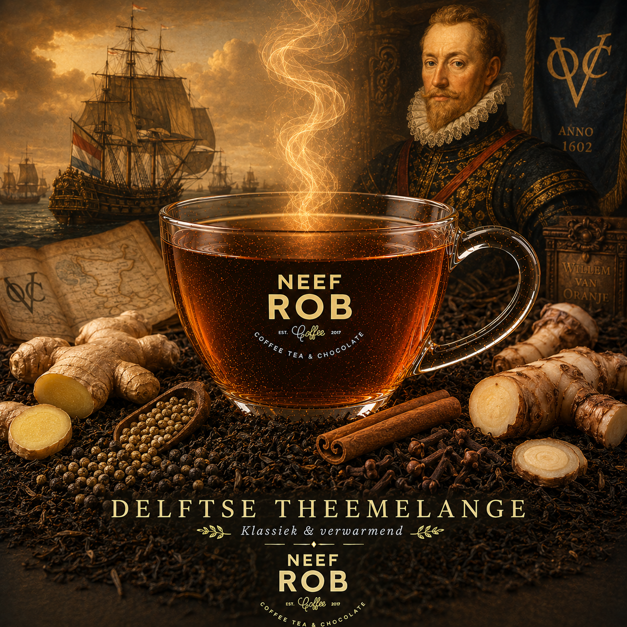 Delftse Theemelange (zwarte thee met specerijen van de VOC)