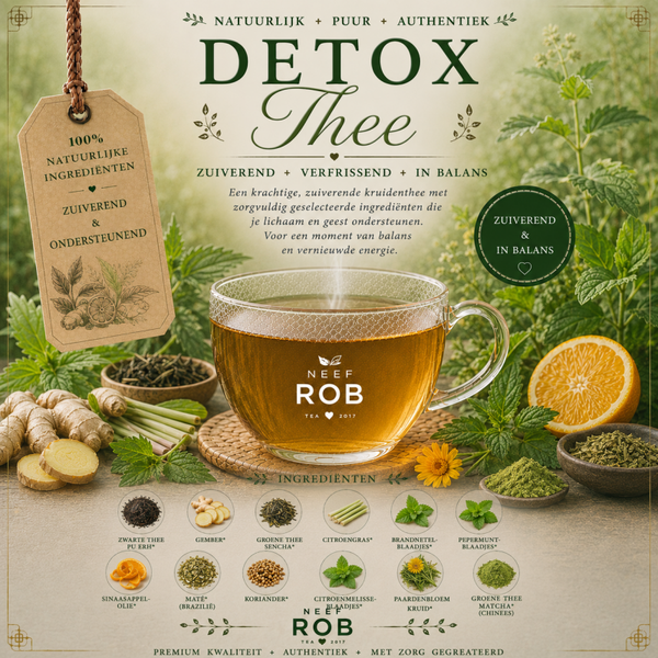 Detox thee ontgift, verkwikt en fat burner in een kruiden thee