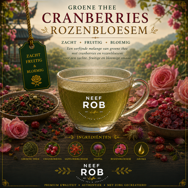 Groene thee met Cranberries en rozenbloesem