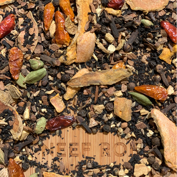 Turmeric Chai, zwarte thee met kruiden, gember, chili en peper (pikant)