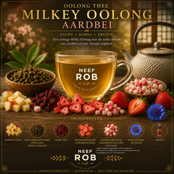 Milkey Oolong met Aarbei (zwarte met fruit thee)
