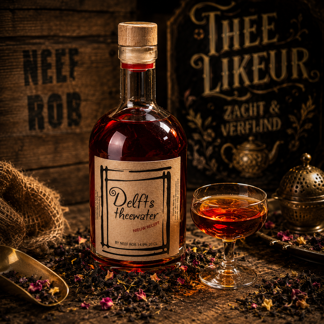 Theelikeur Delfts theewater, onze ambachtelijke theelikeur (verbeterd recept)