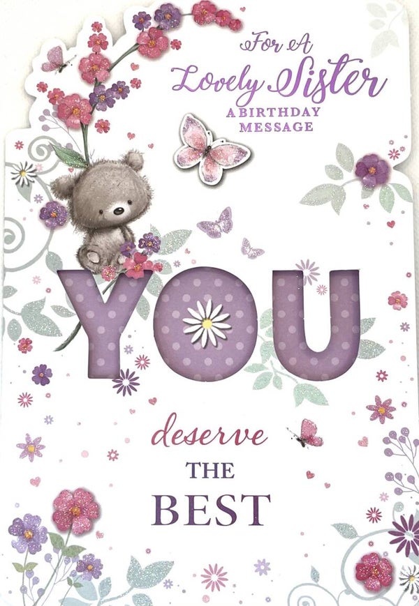 Sister Birthday Card - For A Lovely Sister - A Birthday Message
