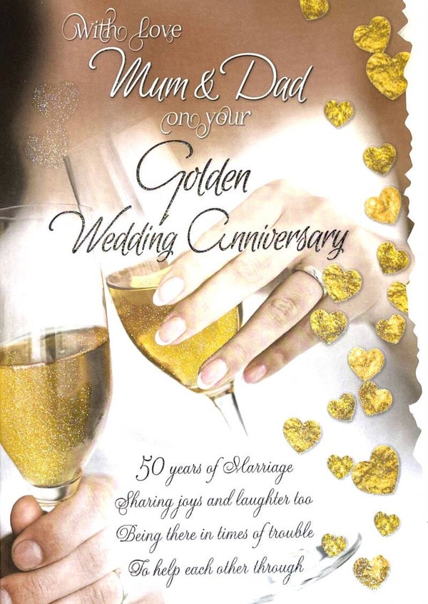 Golden Anniversary Card - With Love Mum and Dad