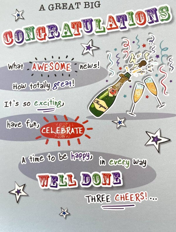 Congratulations - A great big congratulations