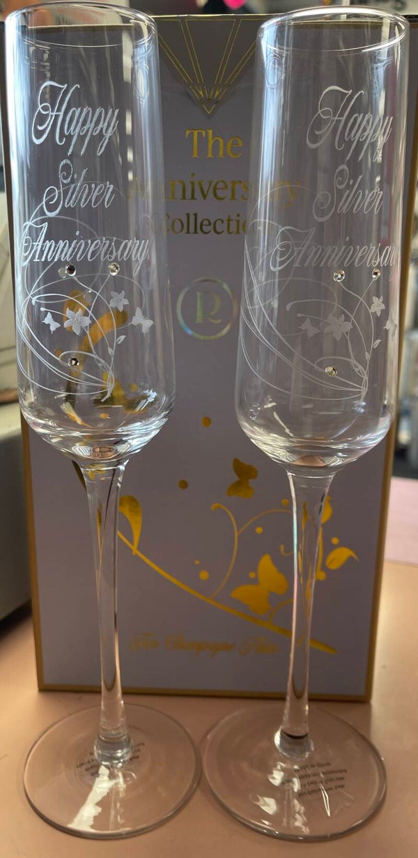 Happy Silver Anniversary wine glasses