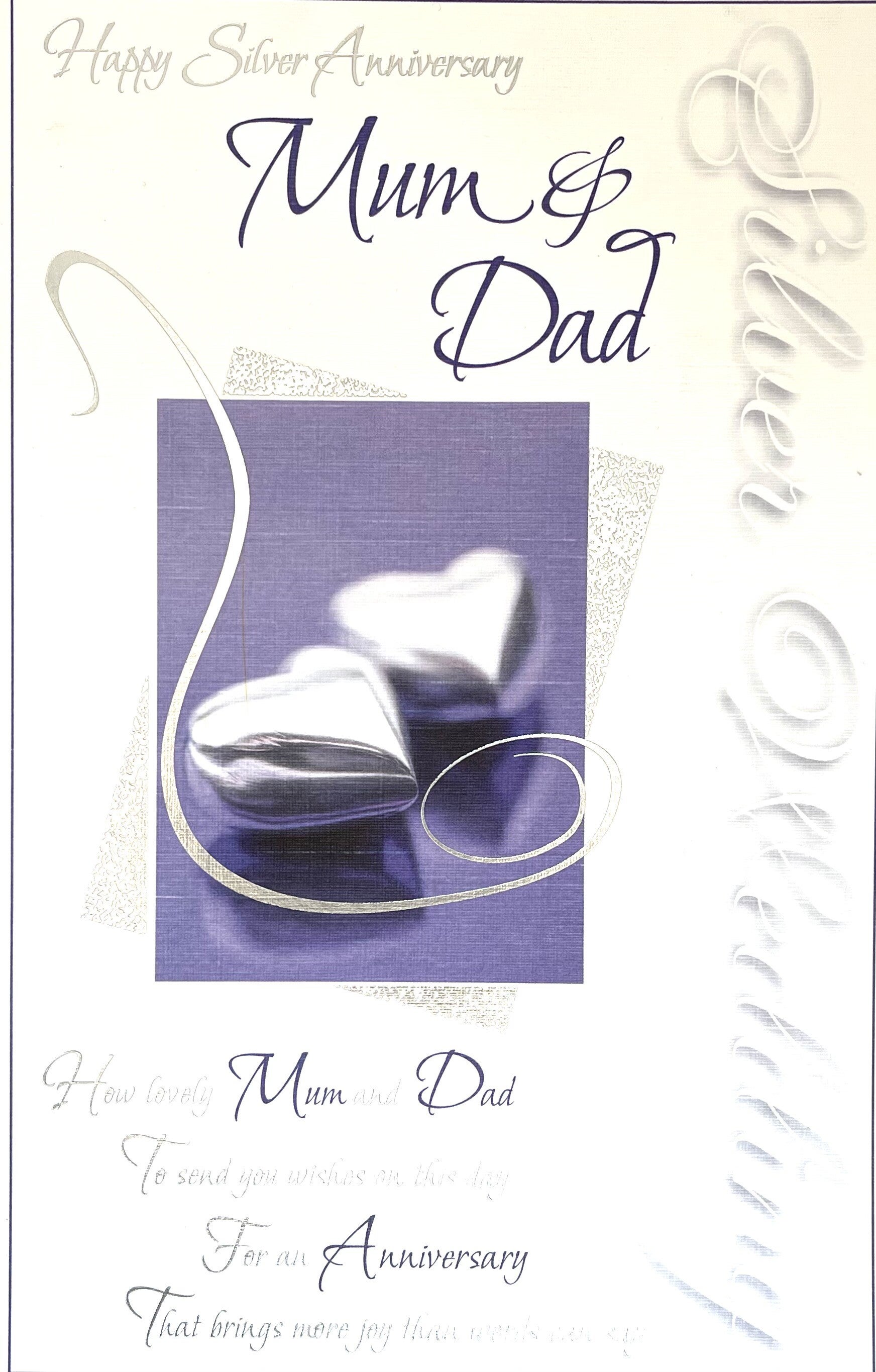 Silver Wedding Anniversary Card - Happy Silver Anniversary Mum and Dad