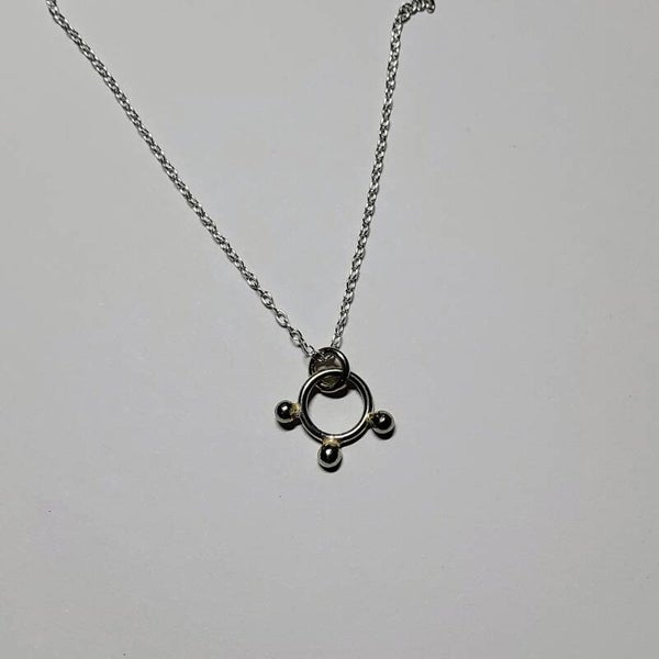 Silver 3 granule ring pendant