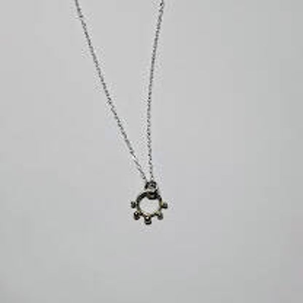 Silver 5 granule 8mm ring pendant