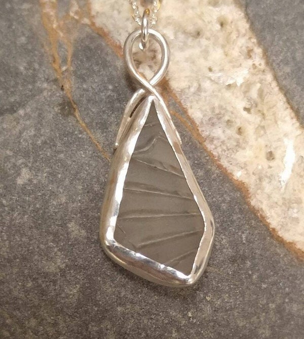 Suns rays white seaglass pendant