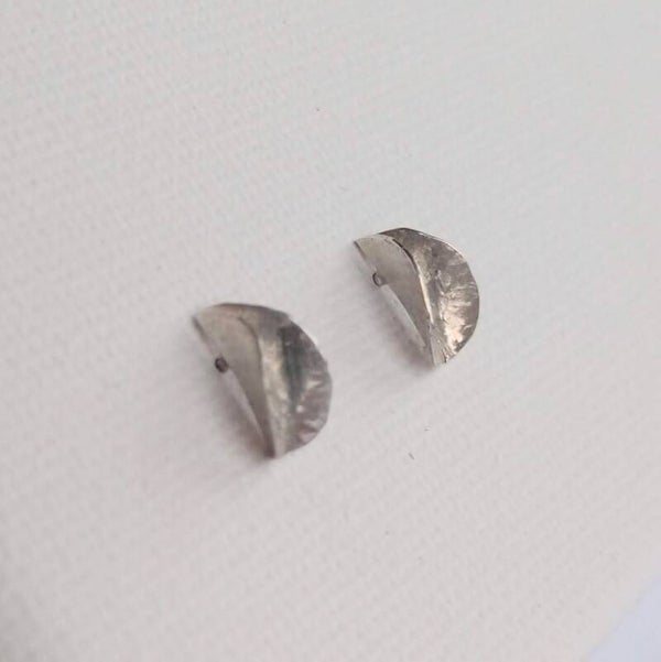 Sterling Silver folded leaf earrings