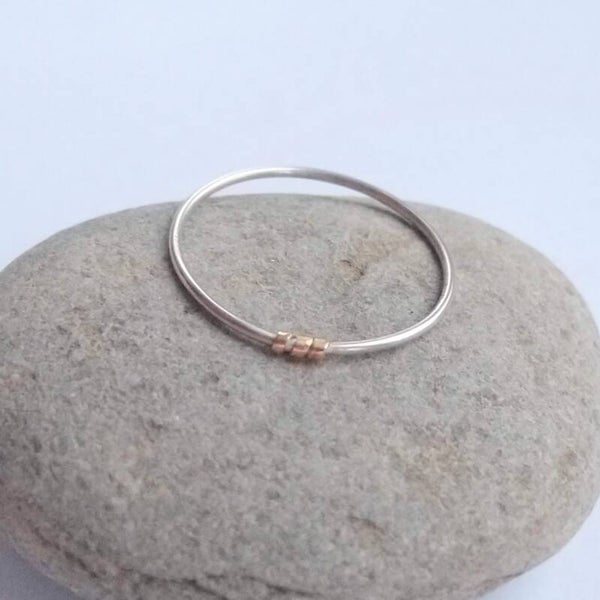 Sterling silver and 9ct gold stacking ring