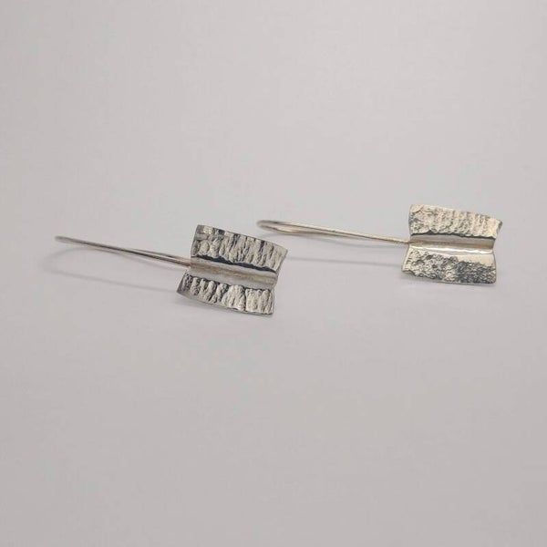 Sterling silver open book drop earrings