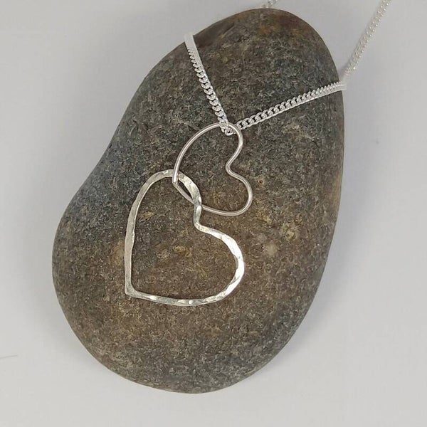 Sterling silver double heart pendant