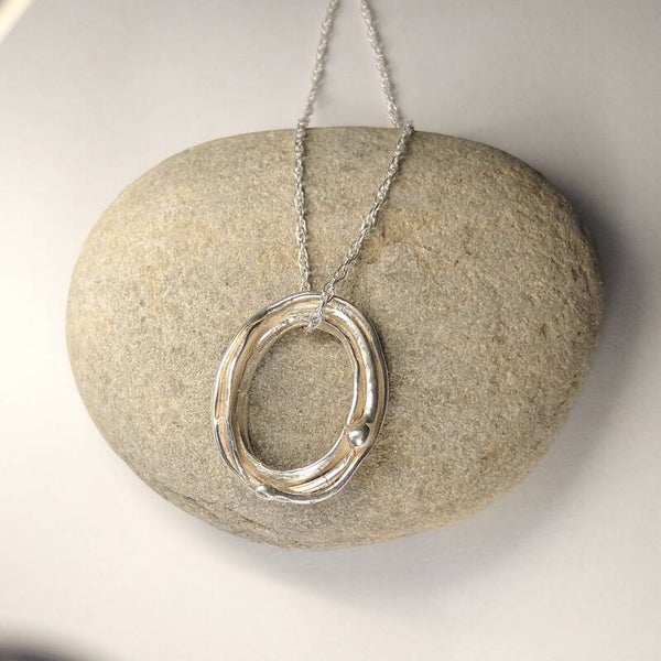 Sterling silver 'oval frame' necklace