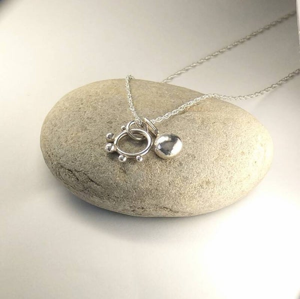 Sterling silver double charm necklace