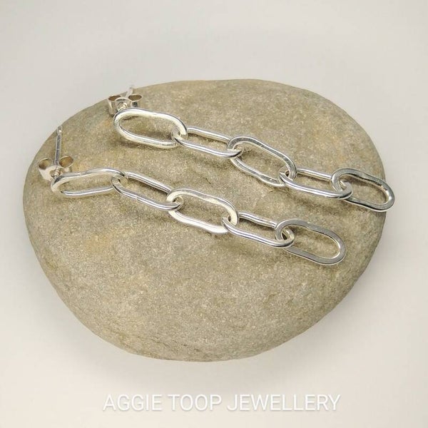 Sterling silver paperclip chain earrings (5 links)
