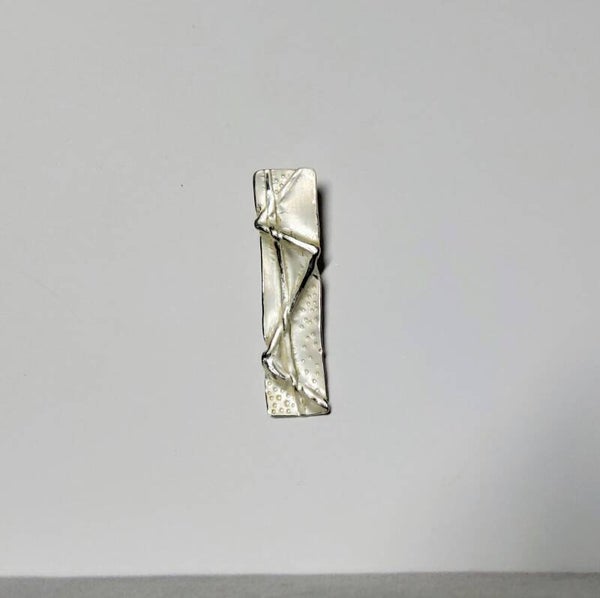 Silver zig zag folded rectangle pendant