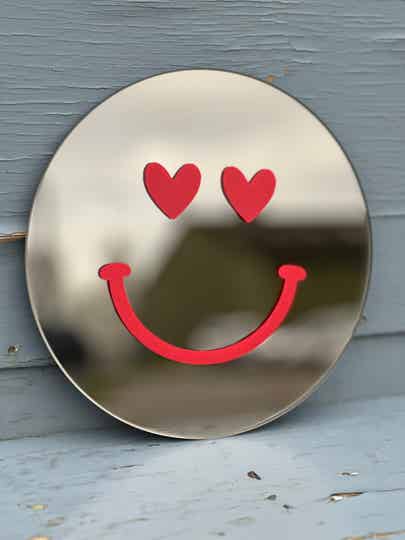 Hartjes spiegel - smiley - Rood - Small
