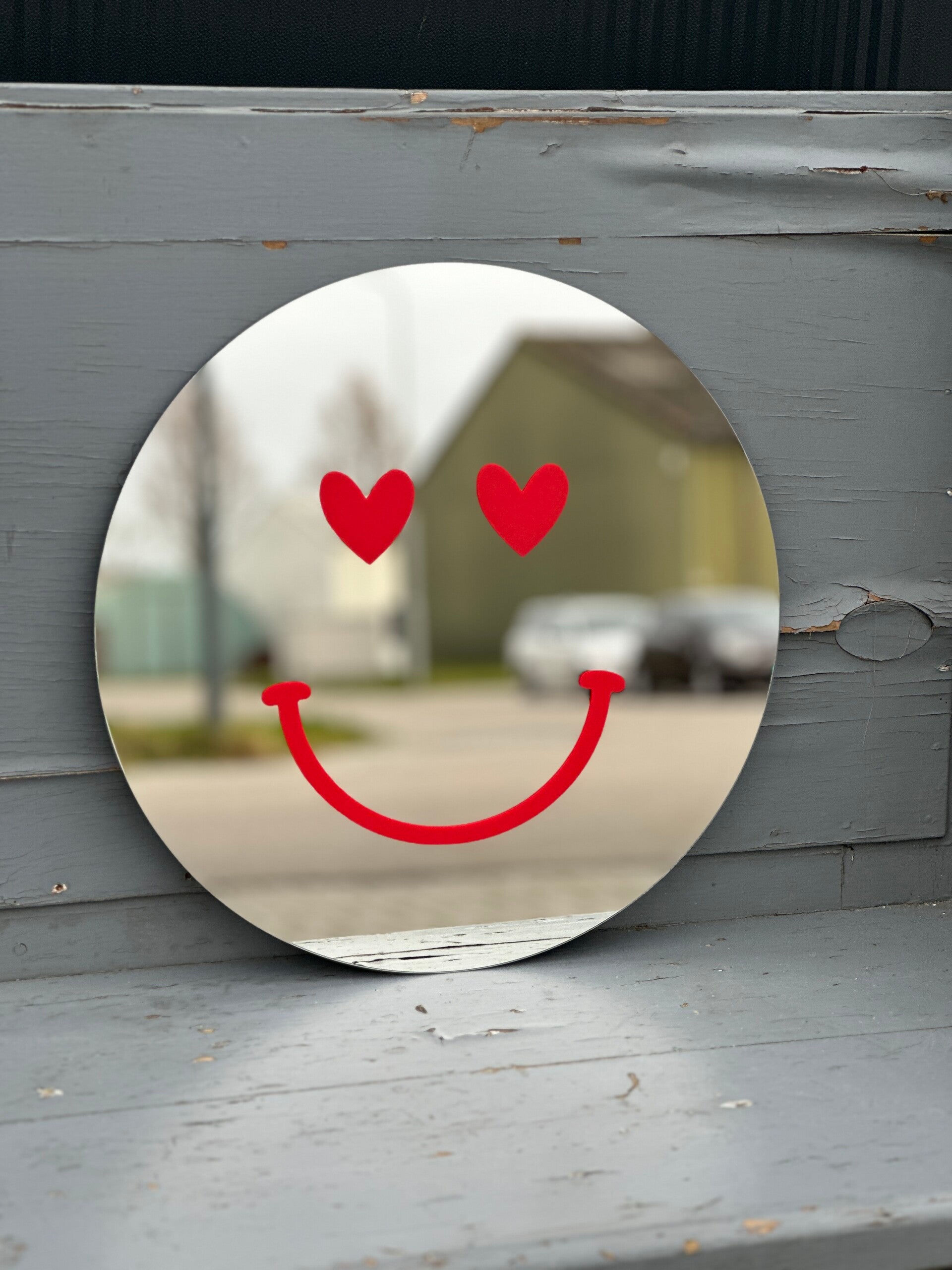 Hartjes spiegel - Smiley - Rood - Large