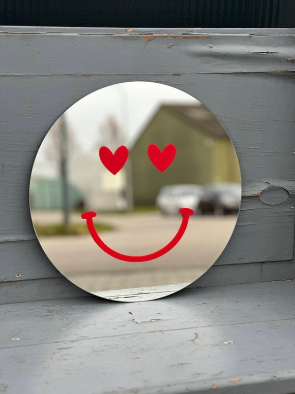 Hartjes spiegel - Smiley - Rood - Large