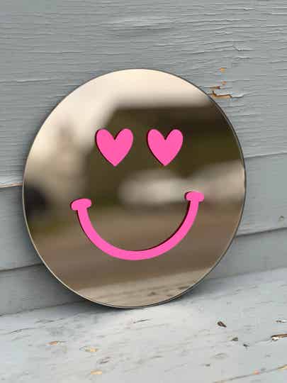 Hartjes spiegel - Smiley - Roze - Small