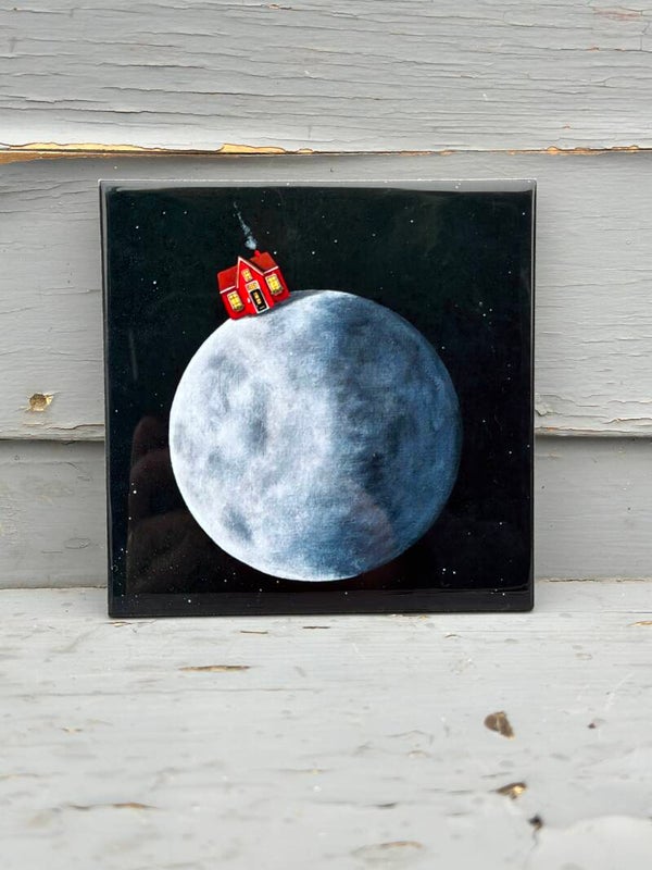 Tegeltje maanhuisje - Zwart/grijs