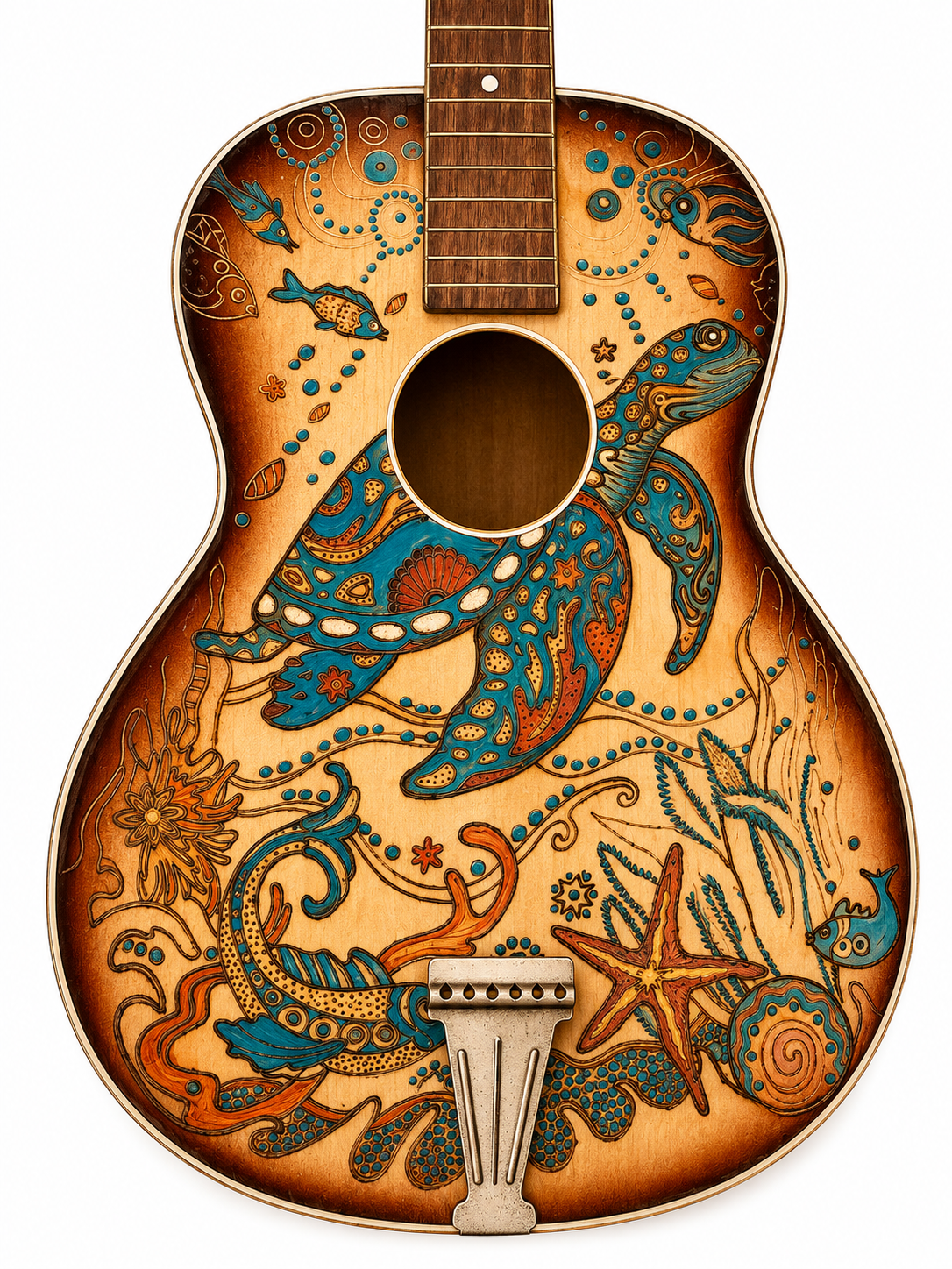 gitaar handwerk pyrografie onder water wereld