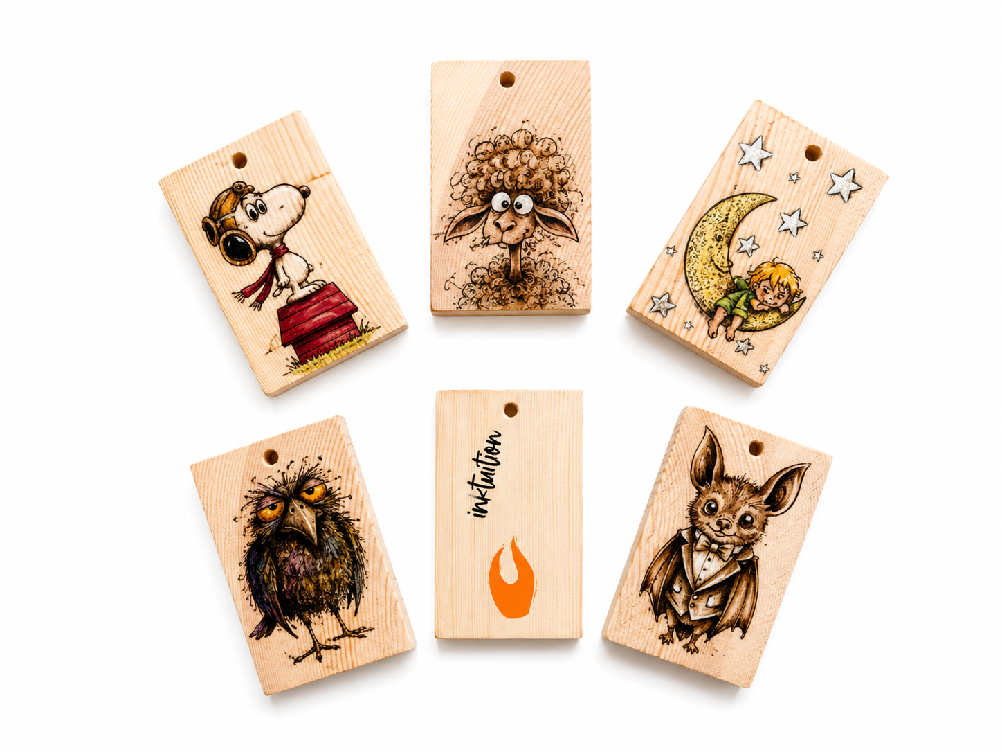 overzicht pyrografie halshangers zirbe