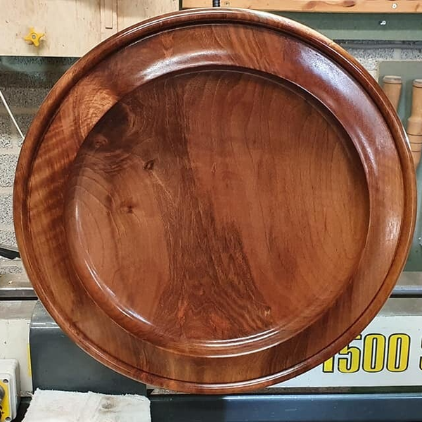 Exclusief gevlamd Noten houten schaal rond 48 cm