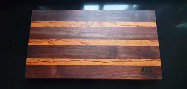 Houten snijplank Amerikaans Noten en stroken Marble wood Afm. 58x31x3,2 cm