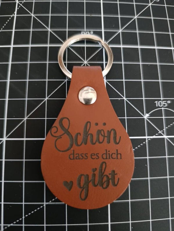 Schlüsselanhänger aus Kunstleder beidseitig Graviert