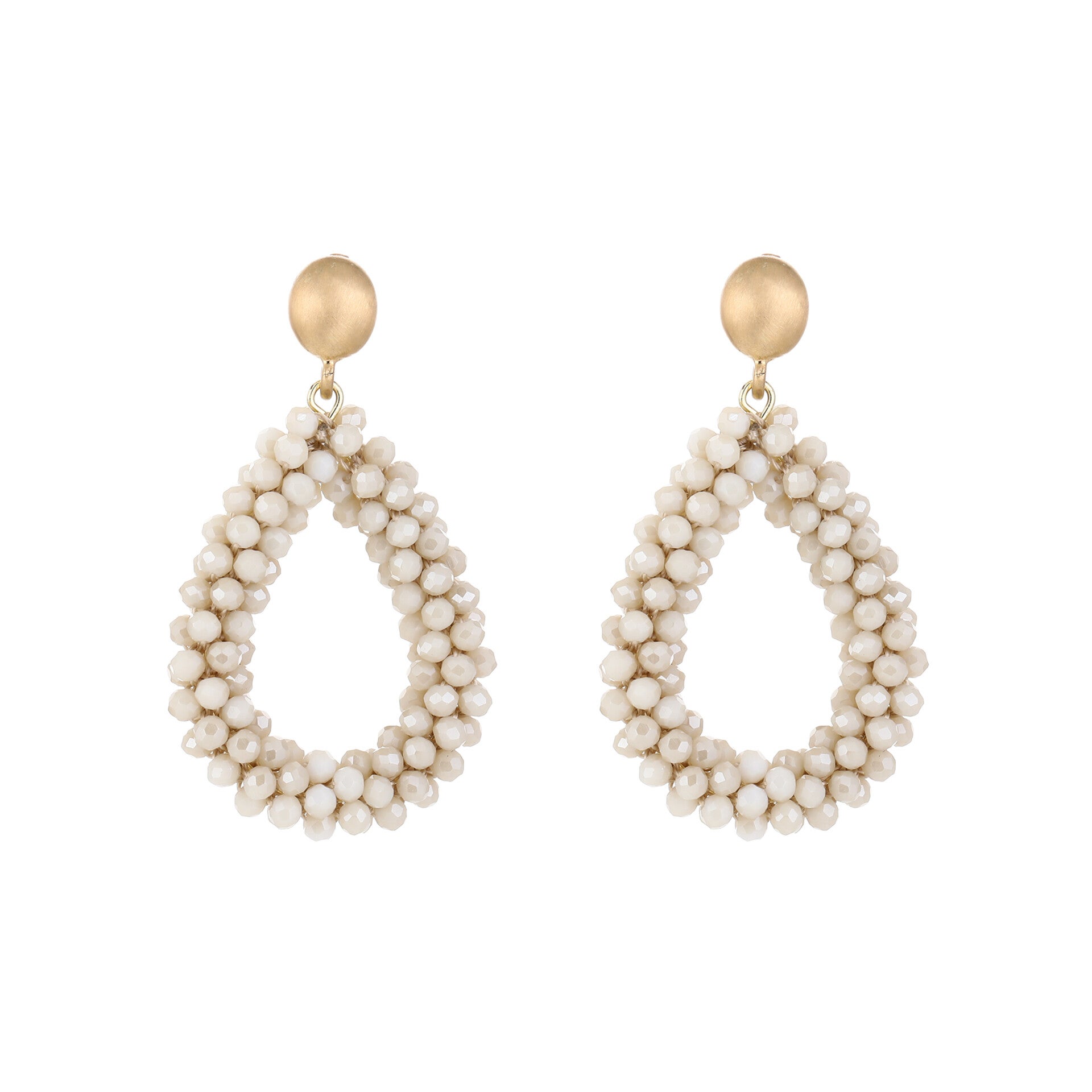 Cream Beaded Statement Oorbellen